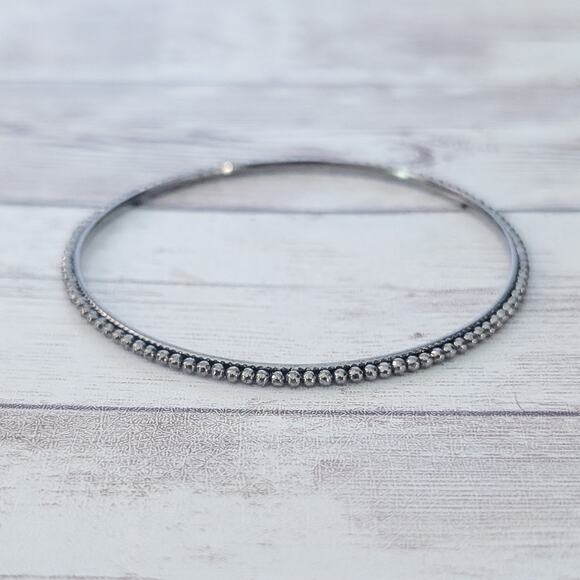Vintage Bracelet Dark Grey Raised Ball Design Thin - 8" - Picture 4 of 6